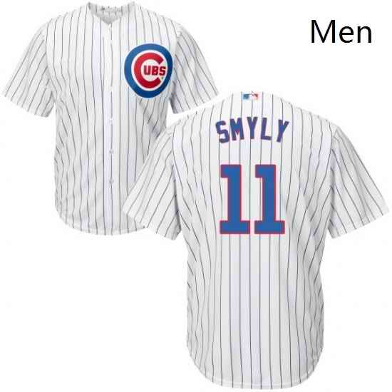 Mens Majestic Chicago Cubs 11 Drew Smyly Replica White Home Cool Base MLB Jersey